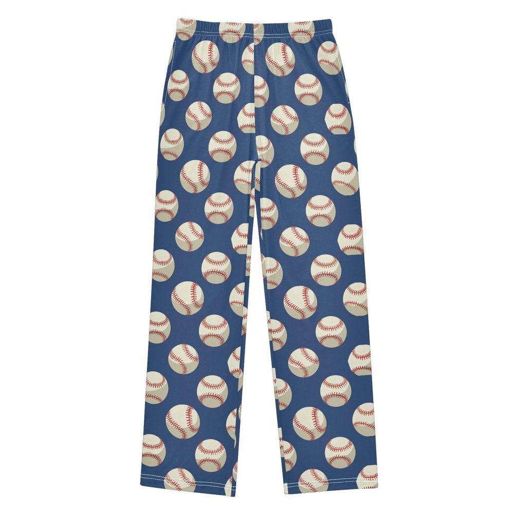 ALAZA Baseball Navy Blue Pajama Pants Long Sleep Pant Pajama Bottoms Elastic Waist with Pockets 13-14 Years