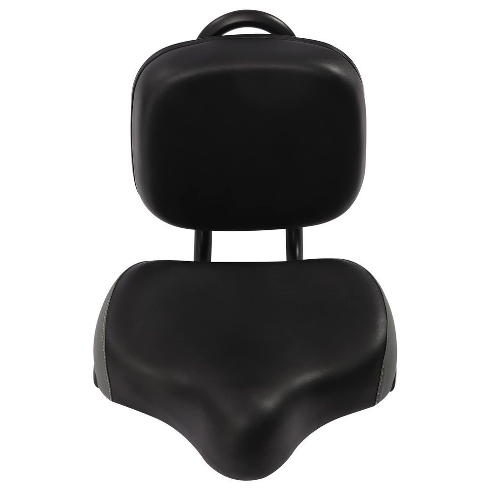 Bike Saddle with Backrest,Adjustable Bike Back Cushion with Large Knob,0-4.72in Adjustment Range,Soft Back Rest PU Cushion Replacement Seat for Bicycles, Tricycles,Black, Grey