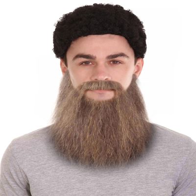 BC GOODS BY Adult Men's Extended Synthetic Beard for Costume Play, Flame-Retardant Synthetic Fiber, Brown