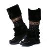 SACFOF Mid Calf Boots for Women,Winter Lace Up Pompoms Platform Anti-Slip Furry Snow Boots Fur Lined Keep Warm Knight Boots view 1