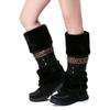 SACFOF Mid Calf Boots for Women,Winter Lace Up Pompoms Platform Anti-Slip Furry Snow Boots Fur Lined Keep Warm Knight Boots view 2