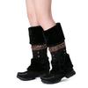 SACFOF Mid Calf Boots for Women,Winter Lace Up Pompoms Platform Anti-Slip Furry Snow Boots Fur Lined Keep Warm Knight Boots view 3
