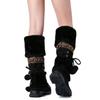 SACFOF Mid Calf Boots for Women,Winter Lace Up Pompoms Platform Anti-Slip Furry Snow Boots Fur Lined Keep Warm Knight Boots view 4
