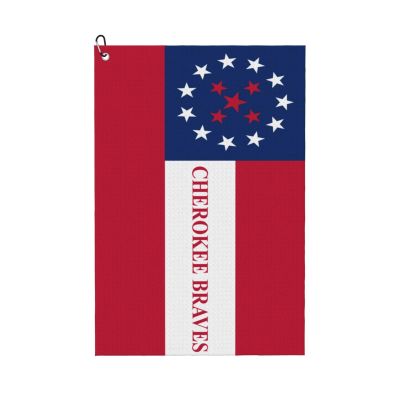 ASEDFGT Flag of The Cherokee Braves Golf Towel 16 x 24 Inch Golf Towels for Golf Bags Polyester Golf Towel with Carabiner Clip Men and Women Golf Accessories