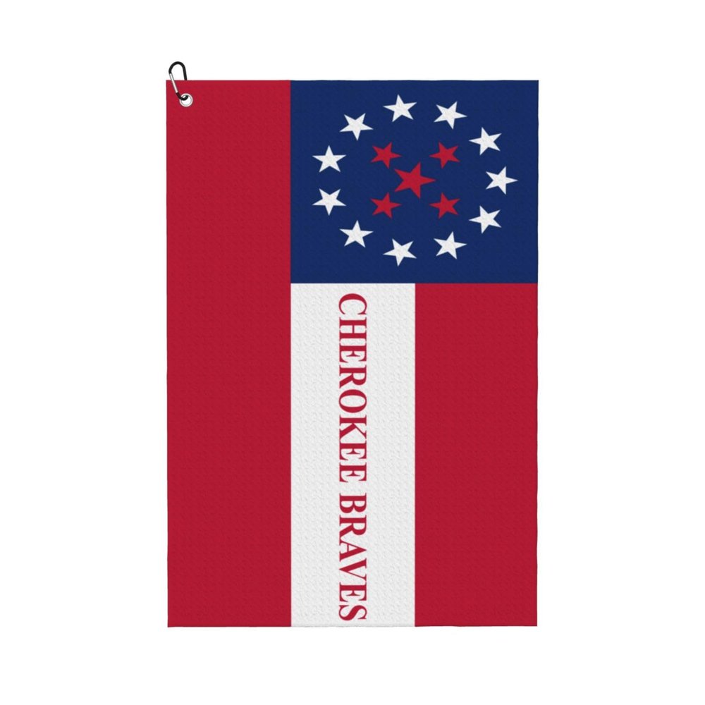 ASEDFGT Flag of The Cherokee Braves Golf Towel 16 x 24 Inch Golf Towels for Golf Bags Polyester Golf Towel with Carabiner Clip Men and Women Golf Accessories