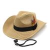 Western Cowboy Straw Hat Outdoor Sunshade Beach Sun Visor Hat 9cm Large Brim Hat Luopan(Khaki) view 1