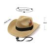 Western Cowboy Straw Hat Outdoor Sunshade Beach Sun Visor Hat 9cm Large Brim Hat Luopan(Khaki) view 2