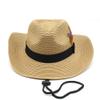 Western Cowboy Straw Hat Outdoor Sunshade Beach Sun Visor Hat 9cm Large Brim Hat Luopan(Khaki) view 4