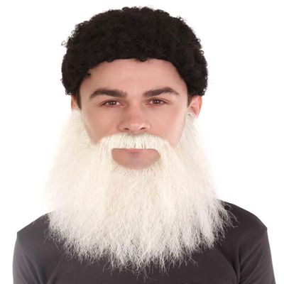 BC GOODS BY Adult Men's Extended Synthetic Beard for Costume Play, Flame-Retardant Synthetic Fiber, Grey