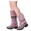 SACFOF Mid Calf Boots for Women,Winter Lace Up Pompoms Platform Anti-Slip Furry Snow Boots Fur Lined Keep Warm Knight Boots view 3