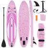 GYMAX Paddle Board, 9.8/10/11 x 6 Inflatable Stand Up Paddle Board with SUP Accessories, Removable Fin, Paddle & Carry Bag, Blow Up Paddle Boards Standing Boat for Adults Youth (Pink, 10FT)