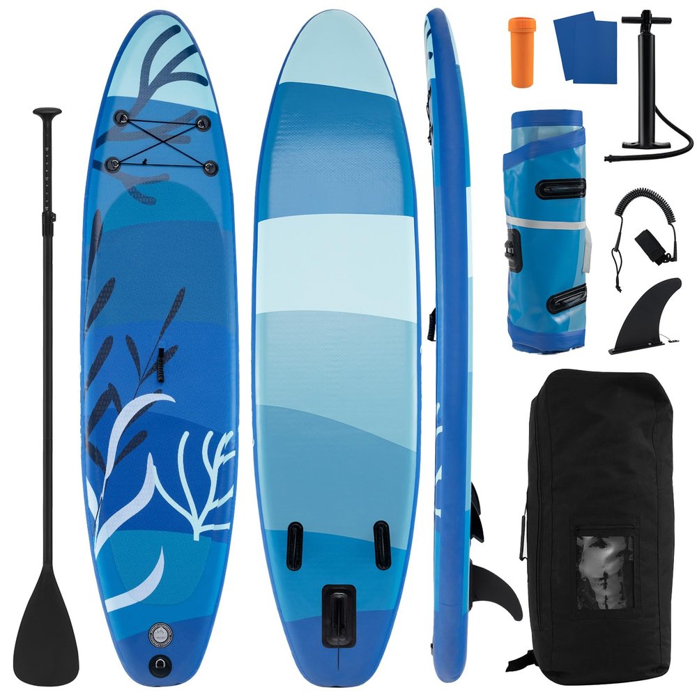 GYMAX Paddle Board, 9.8/10/11 x 6 Inflatable Stand Up Paddle Board with SUP Accessories, Removable Fin, Paddle & Carry Bag, Blow Up Paddle Boards Standing Boat for Adults Youth (Seaweed, 10FT)