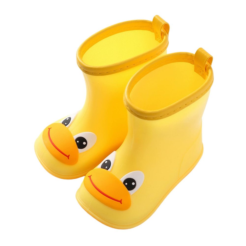 Toddler Kids Cartoon Duck Character Rain Shoes Rain Shoes Boys and Girls Water Shoes Baby Rain Boots (E, 6 Infant)