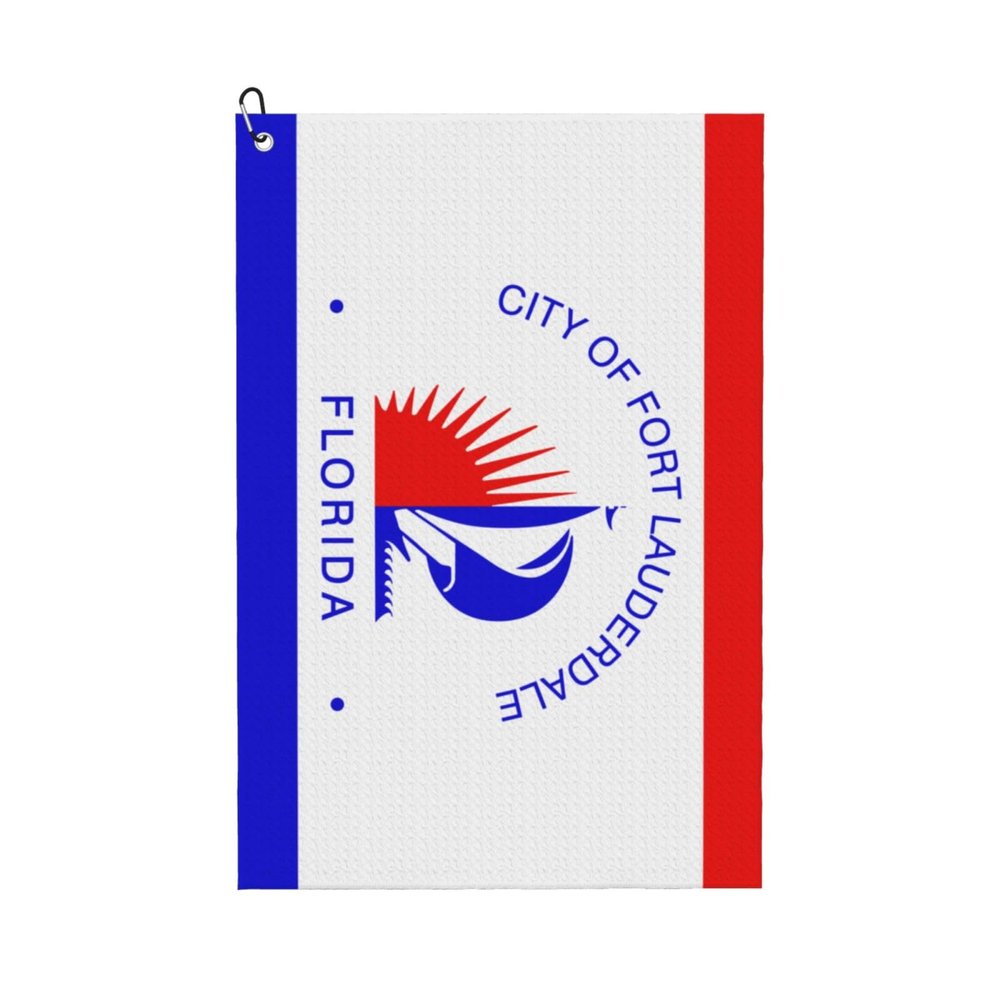 ASEDFGT Flag of Fort Lauderdale, Florida Golf Towel 16 x 24 Inch Golf Towels for Golf Bags Polyester Golf Towel with Carabiner Clip Men and Women Golf Accessories