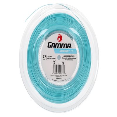 Gamma Sapphire Tennis String Set, 660 Ft Earth-Friendly Tennis Racket Strings with AMP Copolyester Technology for Effortless Spin and Precision, 16 and 17 Gauge