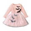 4t Kids Girls Infant Long Sleeve Cartoon Halloween Bat Prints Mesh Sleeves Dress 4t Dresses for Girls (Pink, 3-4 Years) view 1