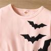 4t Kids Girls Infant Long Sleeve Cartoon Halloween Bat Prints Mesh Sleeves Dress 4t Dresses for Girls (Pink, 3-4 Years) view 4