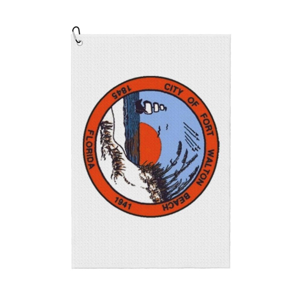 ASEDFGT Flag of Fort Walton Beach, Florida Golf Towel 16 x 24 Inch Golf Towels for Golf Bags Polyester Golf Towel with Carabiner Clip Men and Women Golf Accessories