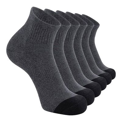 Mens Boys Cotton Lightly Cushioned Crew Socks 5 Pairs Basketball Performance Athletic Solid Color Short (Grey, One Size)