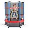 Goplus 55" Trampoline for Kids, 4.6 FT Mini Toddler Trampoline with ASTM Certified, Enclosure Net, Safety Pad, No-Gap Design, Indoor Outdoor Recreational Trampoline for Children (Navy+Red) view 1
