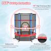Goplus 55" Trampoline for Kids, 4.6 FT Mini Toddler Trampoline with ASTM Certified, Enclosure Net, Safety Pad, No-Gap Design, Indoor Outdoor Recreational Trampoline for Children (Navy+Red) view 2