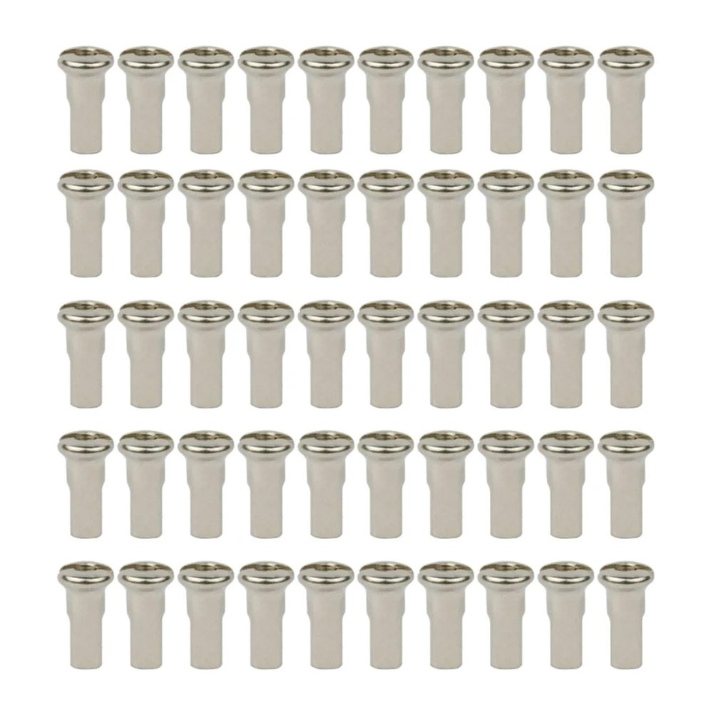 USYUHAIJUN 50PCS Brass Spoke Nipple 14G 13G 12G Mountain Road Bicycles Wheel E-Bike Scooter Bike Spoke Cap Brass Bike Part Coated(12G Silver 13mm)