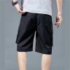 ZH8FCHAN Men's Casual Cargo Shorts Drawstring Elastic Waist Shorts Summer Beach Work Shorts for Men with 6 Pockets (Black,XX-Large) view 3