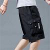 ZH8FCHAN Men's Casual Cargo Shorts Drawstring Elastic Waist Shorts Summer Beach Work Shorts for Men with 6 Pockets (Black,XX-Large) view 4