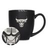 Rico Industries NBA Basketball Chicago Bulls Primary 15oz Laser Engraved Matte Black Ceramic Bistro Mug - for Hot or Cold Drinks view 1