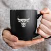 Rico Industries NBA Basketball Chicago Bulls Primary 15oz Laser Engraved Matte Black Ceramic Bistro Mug - for Hot or Cold Drinks view 2