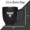 Rico Industries NBA Basketball Chicago Bulls Primary 15oz Laser Engraved Matte Black Ceramic Bistro Mug - for Hot or Cold Drinks view 4