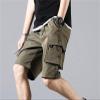 ZH8FCHAN Men's Casual Cargo Shorts Drawstring Elastic Waist Shorts Summer Beach Work Shorts for Men with 6 Pockets (Green,Medium) view 2