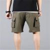ZH8FCHAN Men's Casual Cargo Shorts Drawstring Elastic Waist Shorts Summer Beach Work Shorts for Men with 6 Pockets (Green,Medium) view 4