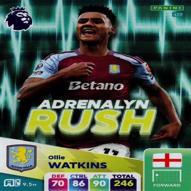 Panini Premier League 2024 2025 Ollie Watkins Adrenalyn Rush Trading Card