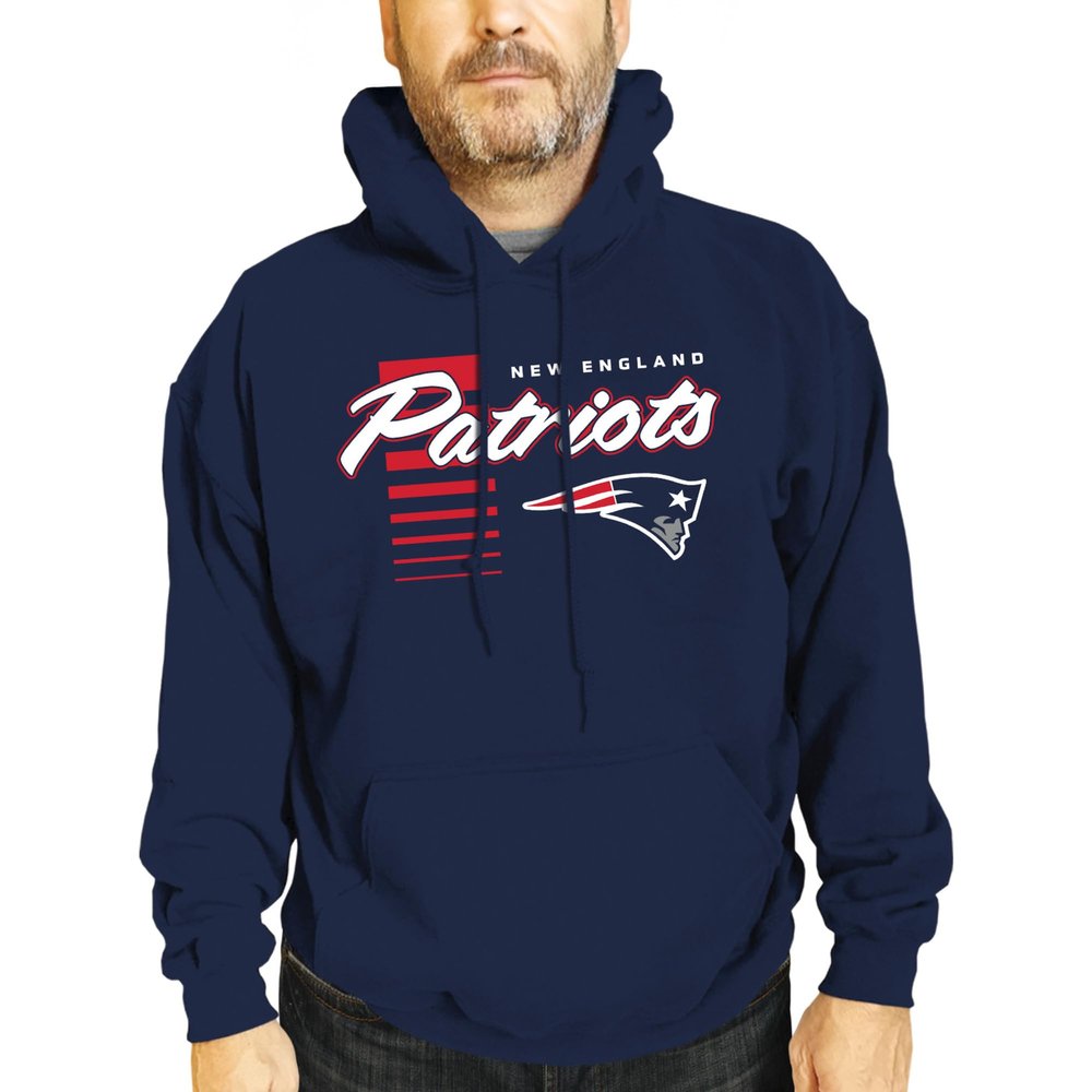 Team Fan Apparel NFL Adult Unisex Retro Script Ultra Soft Fleece Hooded Sweatshirt, Officially Licensed Football Performance Hoodie (New England Patriots - Navy, XXXX-Large)
