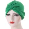 Chemo Headwear Headwrap Scarf Beanie Hat Women Stretch Knot Front Turban Olive Green (Mid Green), Mid Green, 3-4 view 2