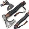 CHEEKU MEEKU Custom Handmade Carbon Steel Real Viking Axe Hatchet,Camping Axe, Birthday Gift for him, Leather Wrapped Handle and Leather Sheath ((FM 19)) view 1