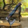 CHEEKU MEEKU Custom Handmade Carbon Steel Real Viking Axe Hatchet,Camping Axe, Birthday Gift for him, Leather Wrapped Handle and Leather Sheath ((FM 19)) view 3