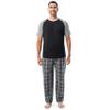 Fruit of the Loom Men's Jersey Henley Top and Broadcloth Pant Sleep Pajama Set, Black/Black Plaid, Medium