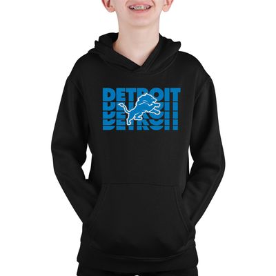 Team Fan Apparel NFL Youth Repeating Logo Football Fleece Hooded Sweatshirt, for Boys and Girls, Pro Hoodie Pullover (Detroit Lions - Black, Large)