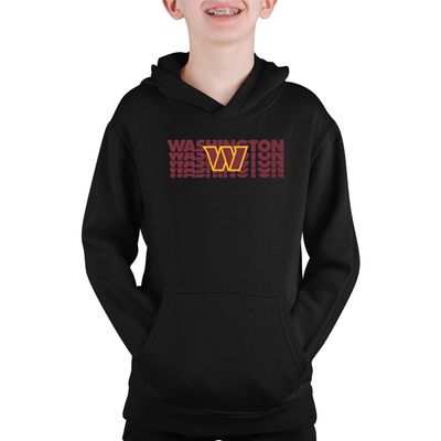 Team Fan Apparel NFL Youth Repeating Logo Football Fleece Hooded Sweatshirt, For Boys and Girls, Pro Hoodie Pullover (Washington Commanders - Black, Medium)