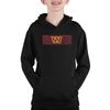 Team Fan Apparel NFL Youth Repeating Logo Football Fleece Hooded Sweatshirt, For Boys and Girls, Pro Hoodie Pullover (Washington Commanders - Black, Medium) view 1