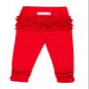 RuffleButts Red Baby Ruched Bow Leggings - 3T view 2