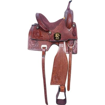 AD Saddlery Western Barrel Racing Horse Saddles Handmade Premium Leather Comfort for Horses Trail Equestrian Tooled Carved Horse Saddle for Riding Size: 10"-18" inches Seat MO09 (18" inches Seat)