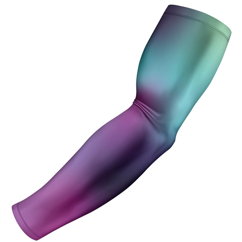 B-Driven Sports Pro-Fit Compression Arm Sleeve for Baseball, Basketball, Football - Muscle-Tendon, Bruising Reduction - Athletic, Men, Women, Youth - Ombre | Pink, Purple, Blue, Green XL (A) - 1 Pc