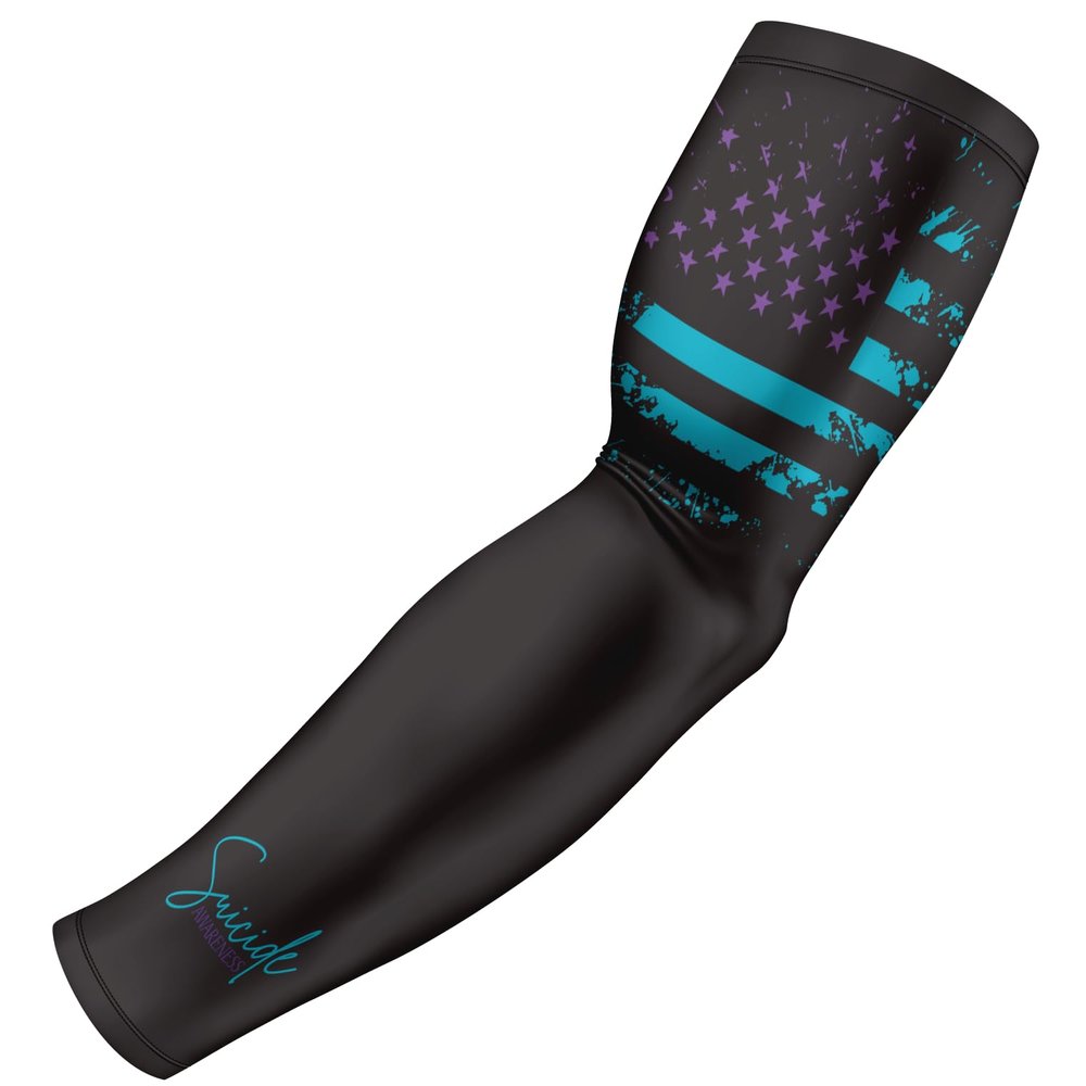 B-Driven Sports Pro-Fit Compression Arm Sleeve for Baseball, Basketball, Football - Muscle-Tendon, Bruising Reduction - Athletic, Men, Women, Youth, Kids - Suicide Awareness XS (A) - 1 Pc