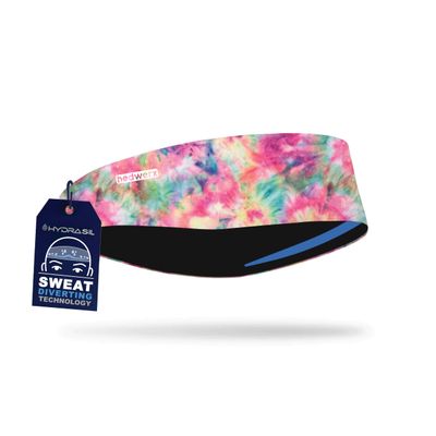 Hydra2 Headbands for Maximum Sweat Diversion | Lightweight and Breathable Headband Design for Athletes, Running, Gym, and Outdoor Workouts | H2 Flatweave, Rainbow Tiedye