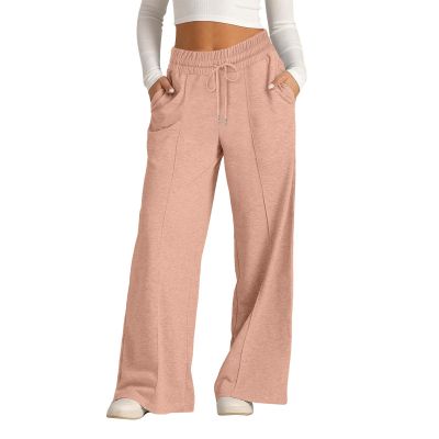 Amazon Warehouse Deals Today,Sweatpants Women Wide Leg,High Waisted Wide Leg Pants for Women Elastic Baggy Sweatpants Comfy Cotton Lounge Drawstring Flare Sweat Pants,Rose Gold #3,Large