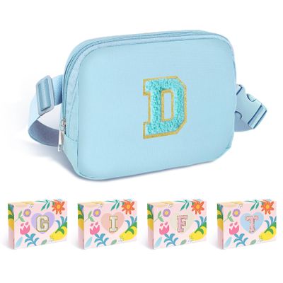 COSHAYSOO Blue Fanny Pack for Girls Purse Crossbody Belt Bag with Initials, Personalized 6 7 8 9 10 11 12 Year Old Teen Girl Birthday Gift Ideas Christmas Gifts Preteen Tween Trendy Stuff Letter D