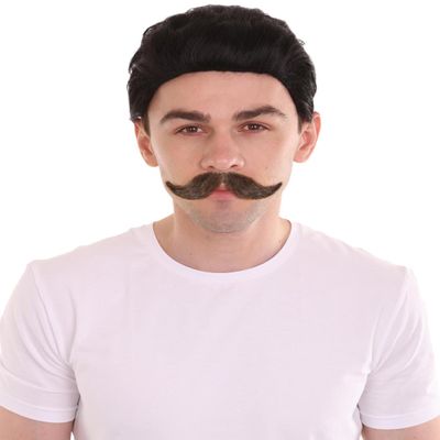 BC GOODS BY Men's Best Handlebar Style Mixed Black Moustache Set Cosplay Facial Hair